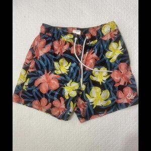 Calvin Klein Floral Swim Trunks, Men's Size M,  Multi Color Hawaiian Flowers A47